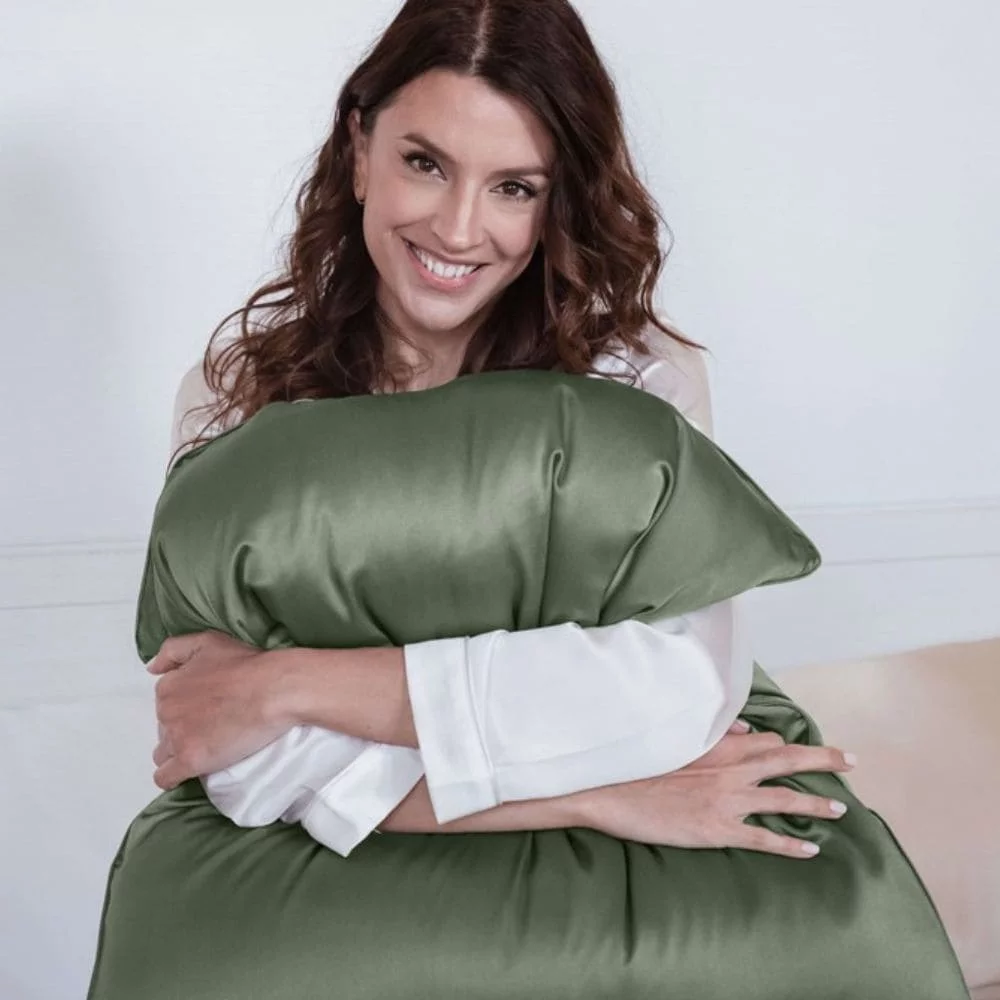 Taie d'oreiller en soie Vert Sauge Emily's Pillow